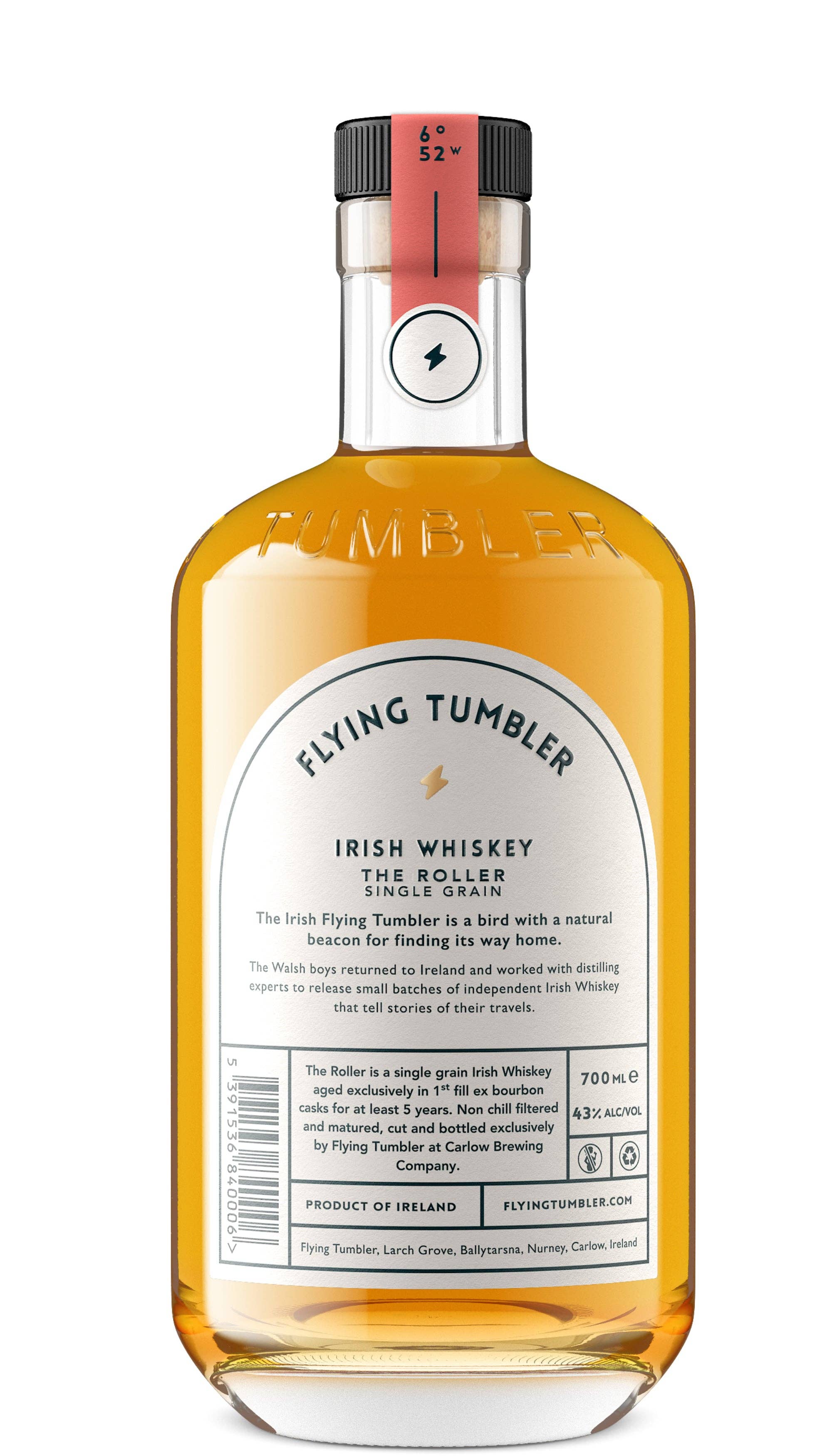 Flying Tumbler Irish Whiskey - Wholesale Whiskey - The Roller Single Grain Irish Whiskey 43% ABV, 70cl1
