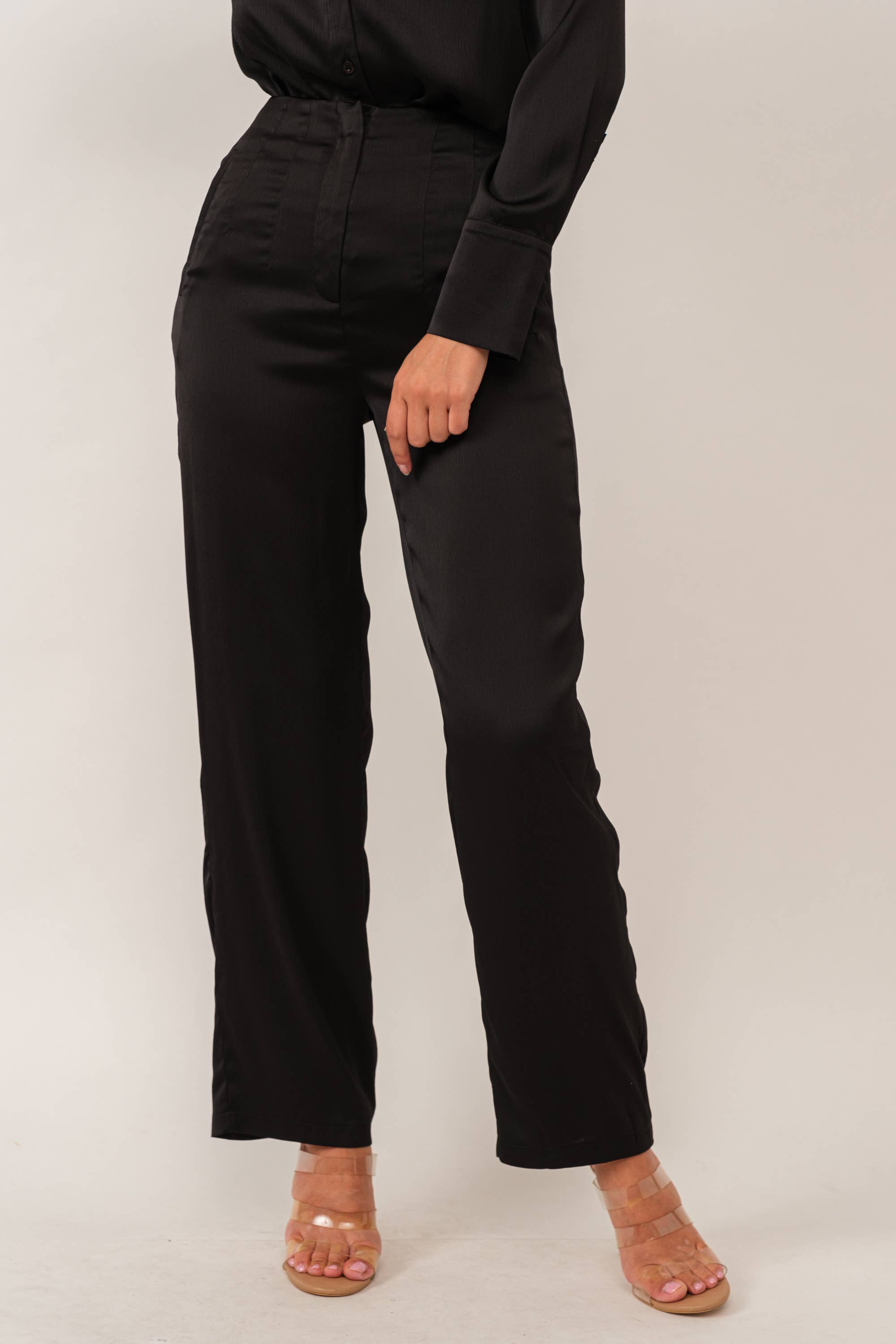 Tea & Cup - Wholesale Top & Pant Set (NOT Loungewear) - Women's - 2 piece satin high waist trousers and top set6