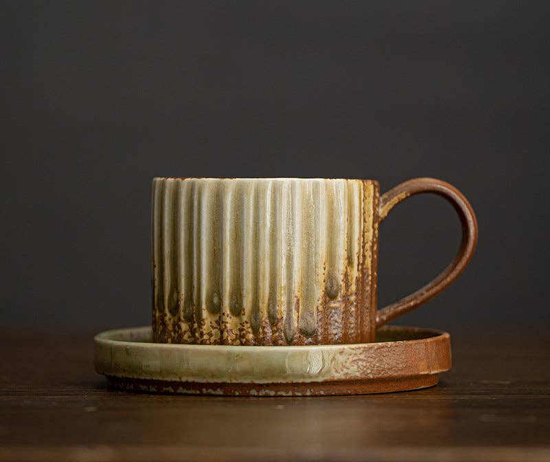 Gohobi （We cover U.S. import duties） - Wholesale Coffee Mug - Gohobi Japanese Style Ceramic Coffee Mug with Saucer Set 00712