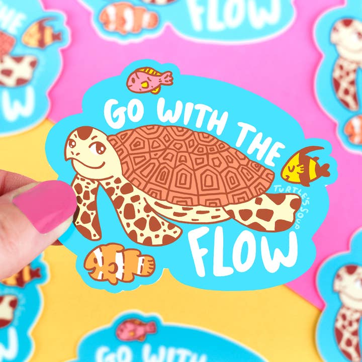 Turtle's Soup - Wholesale Sticker - Go with the Flow Be Cool Turtle Holiday Gift Vinyl Sticker