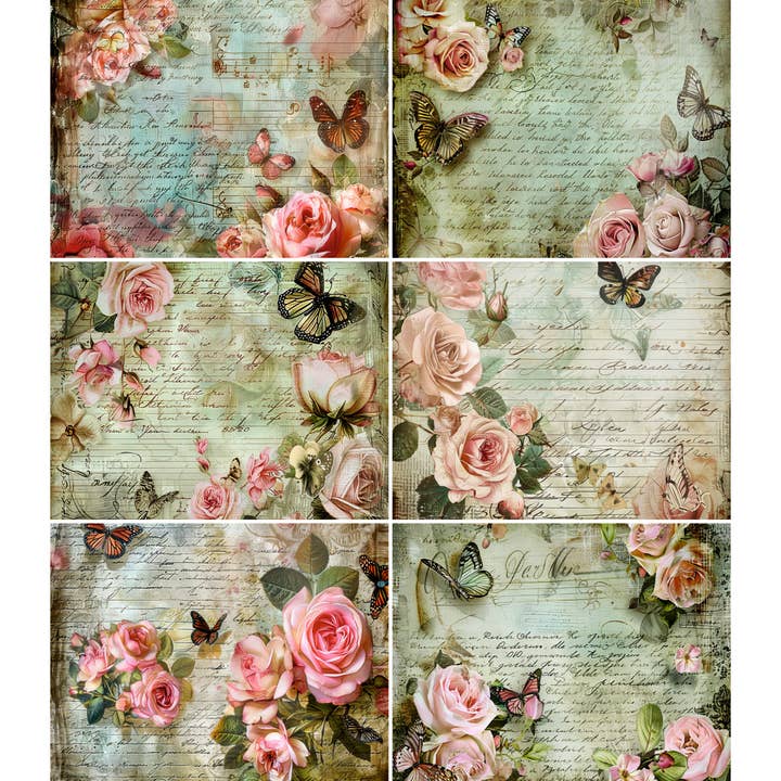 Vintage Roses Rispapper, 8 x 10,5 tum (A4) för wholesale av Craft Kreatively