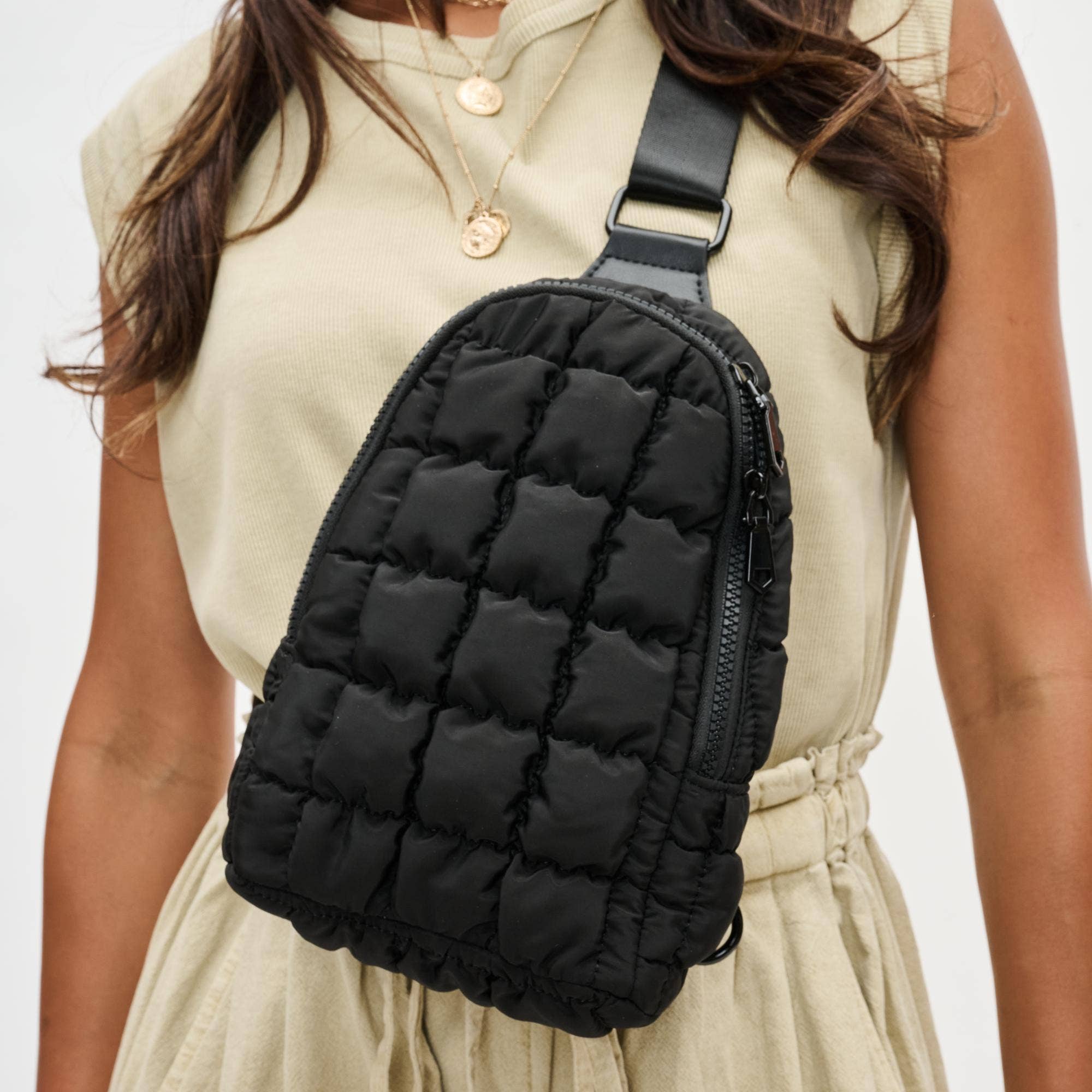 Sol and Selene - Wholesale Belt Bag - Women's - Rejuvenate - Quilted Puffer Nylon Sling Backpack107