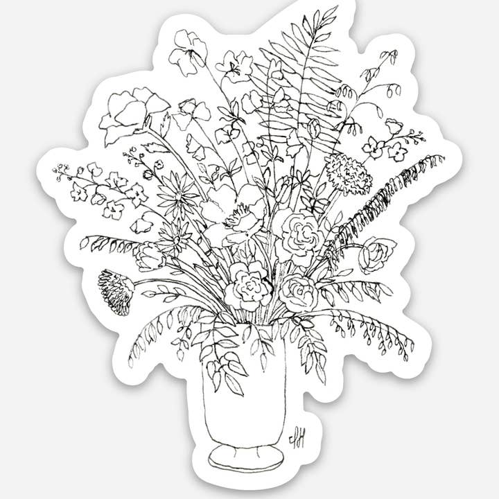 “Bouquet d’amour No 2” Floral Bouquet Vinyl Sticker for wholesale by Isabelle Hughes Art