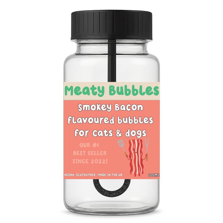 Meaty Bubbles Smokey Bacon Bubbles 125ml for wholesale by Apex Pet Products (Meaty Bubbles)