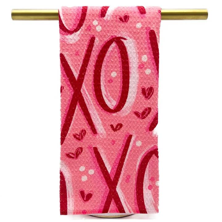 Valentines XO Tea Towel - Valentines Hand Towel for wholesale by Rachel Brooks Design, LLC