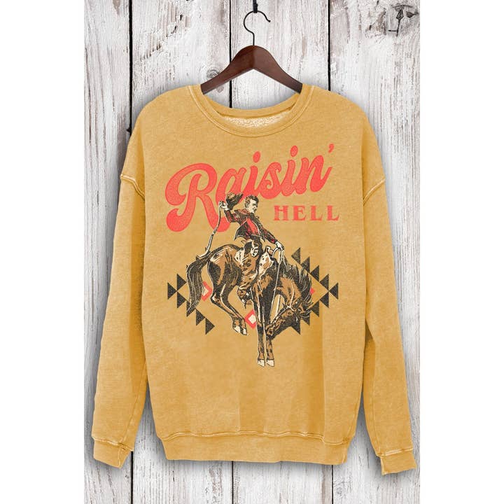 HRTandLUV - Wholesale Graphic Sweatshirt - Women's - RAISIN HELL MINERAL SWEATSHIRTS
