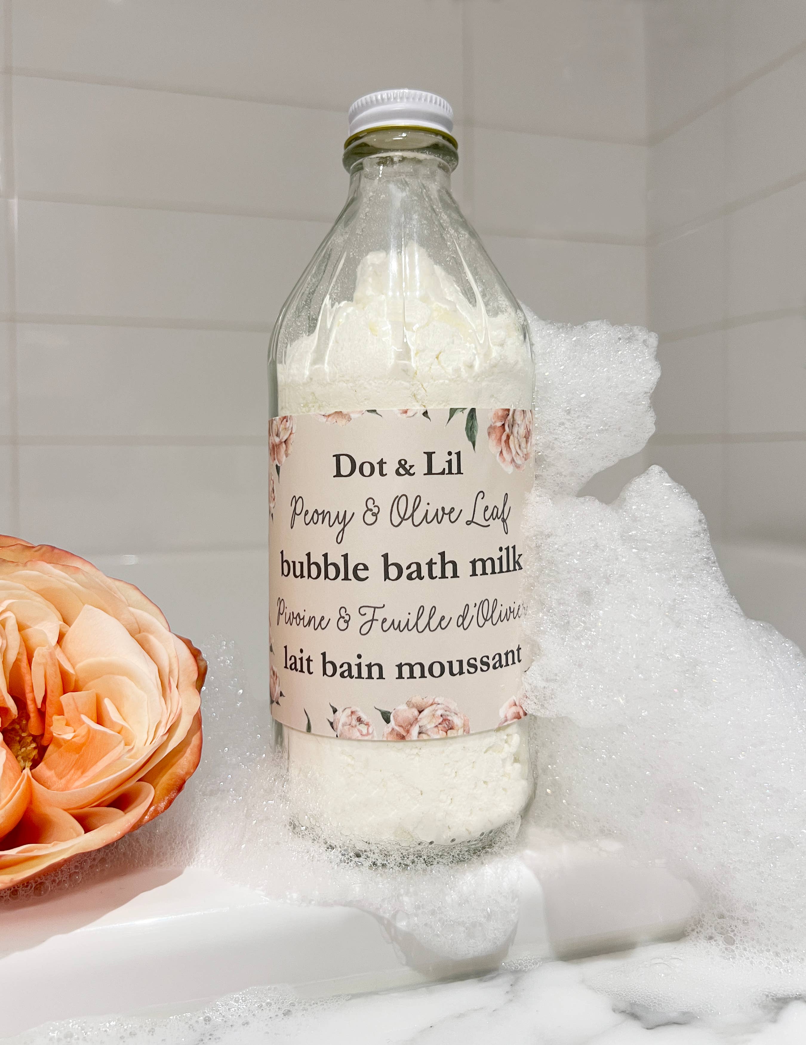 Dot & Lil - Wholesale Bubble Bath - NEW - Peony & Olive Leaf bubble bath milk0