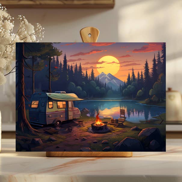 Camping Wilderness Mountains Glass Kitchen Cutting Board for wholesale by AvaryMaeInspirations