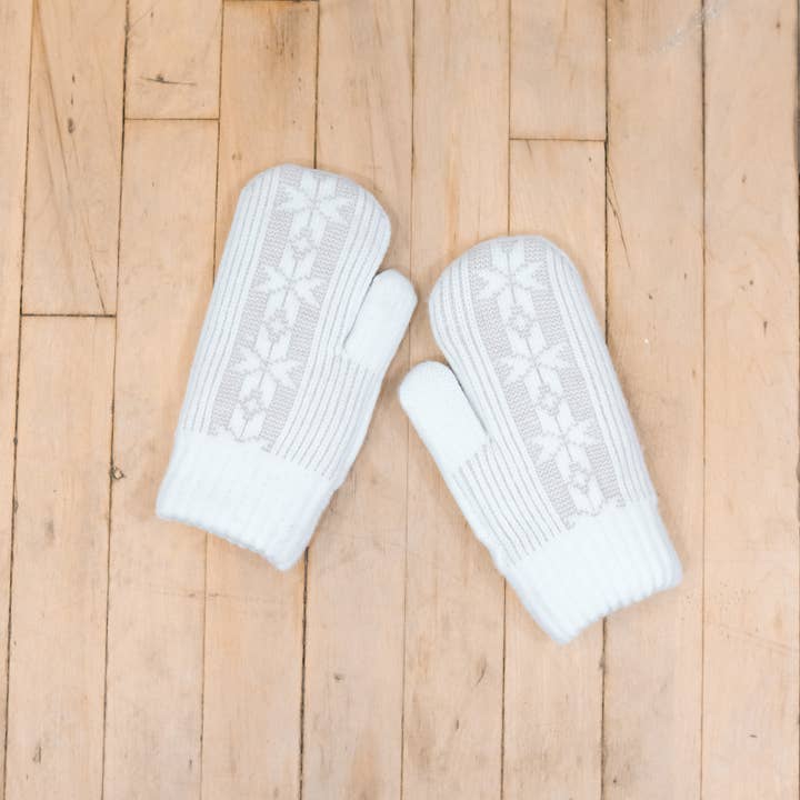 Karma Nepal Crafts - Wholesale Gloves - Unisex - Knitted Snowflake Unisex Winter Fleece Lined Mitten9