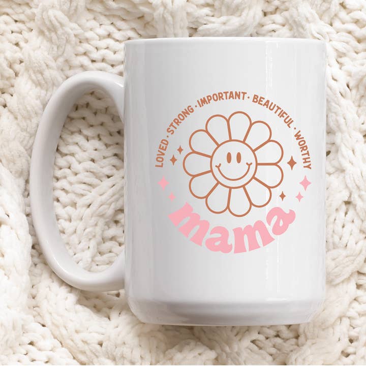 15oz Mother's Day Mugs Mama Floral Daisy Coffee Mug for wholesale by P E T I T R U E