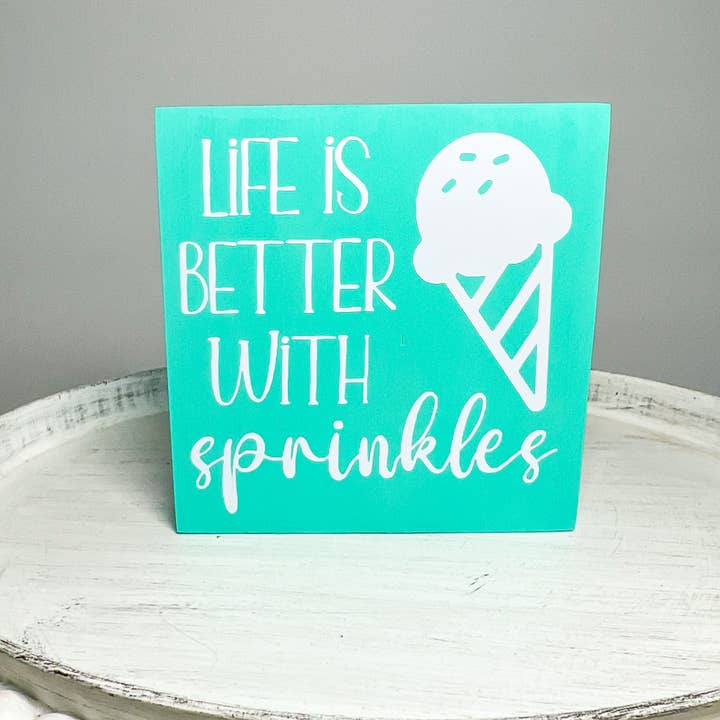 Ruaille Buaille Co - Wholesale Sign - Mini wood sign | Summer tier tray | Ice cream decor - Sprink6