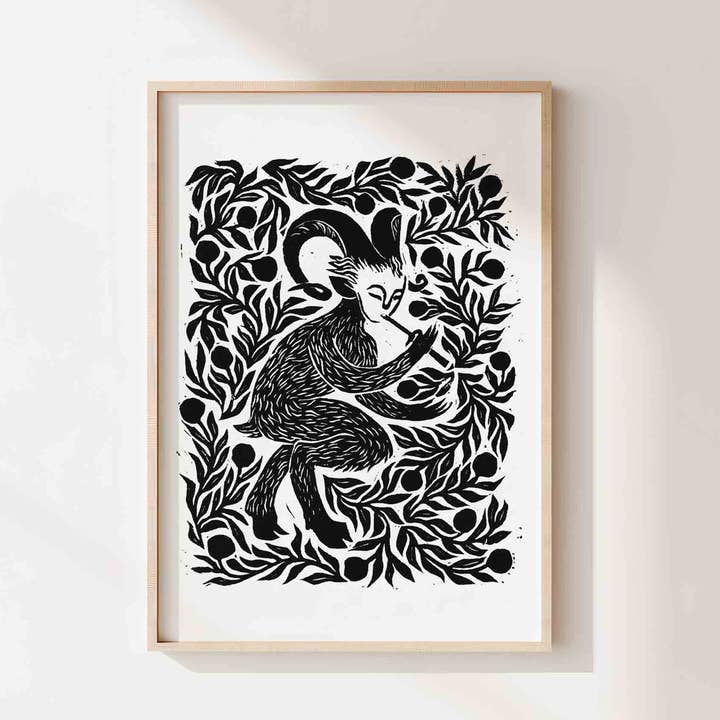 Katia Hinic Studio - Wholesale Art Print - 'Faun' lino print