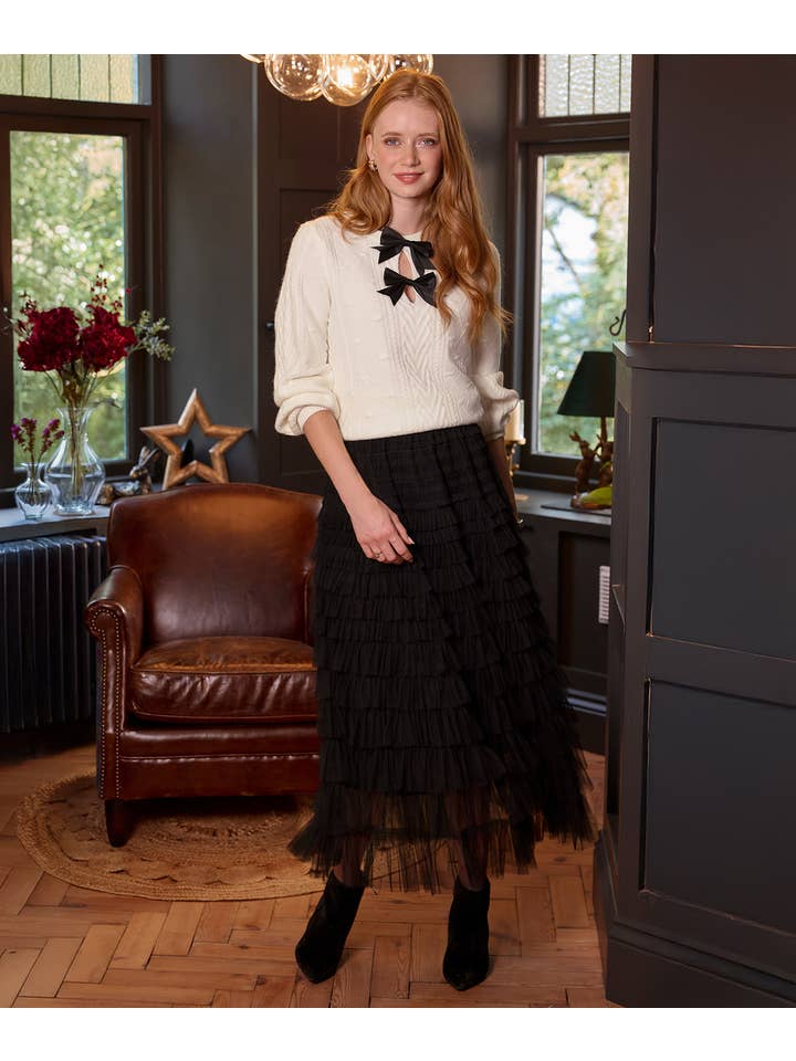 Black Penelope Tulle Tiered Skirt for wholesale on Faire2