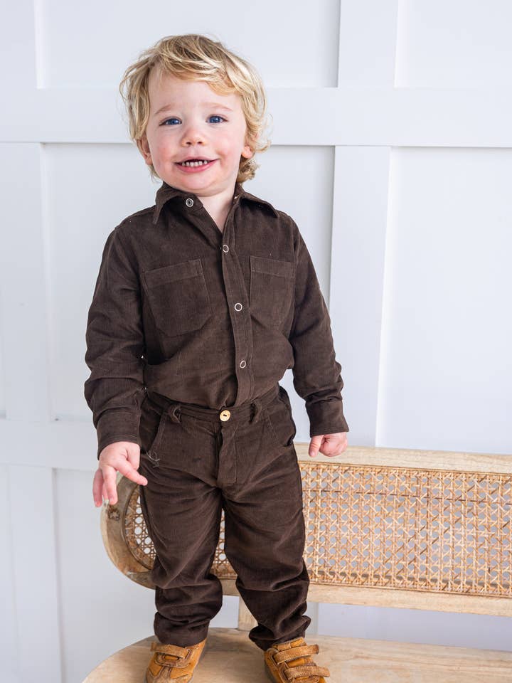 Brown Corduroy Boys Shirt for wholesale by Yo Baby
