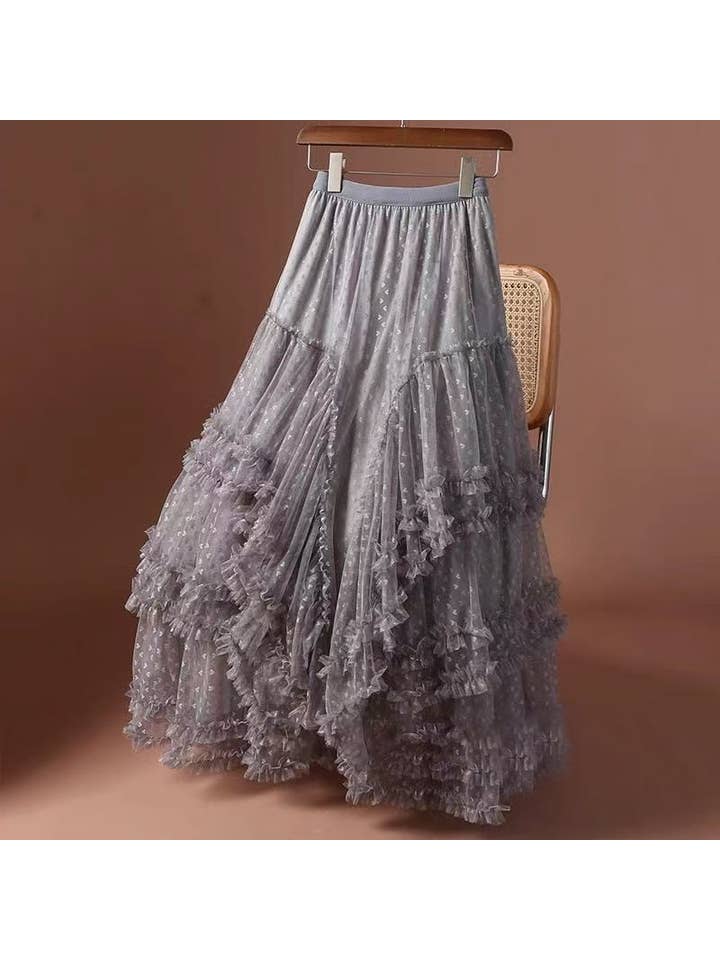 Miss Sparkling - Wholesale Skirt - Women's - Mesh ruffle maxi skirt7