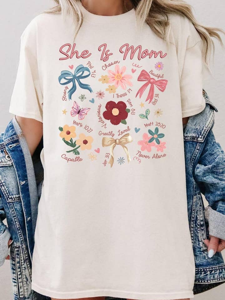 She is Mom Christian Graphic Heavy Cotton Tee for wholesale by COLORBEAR