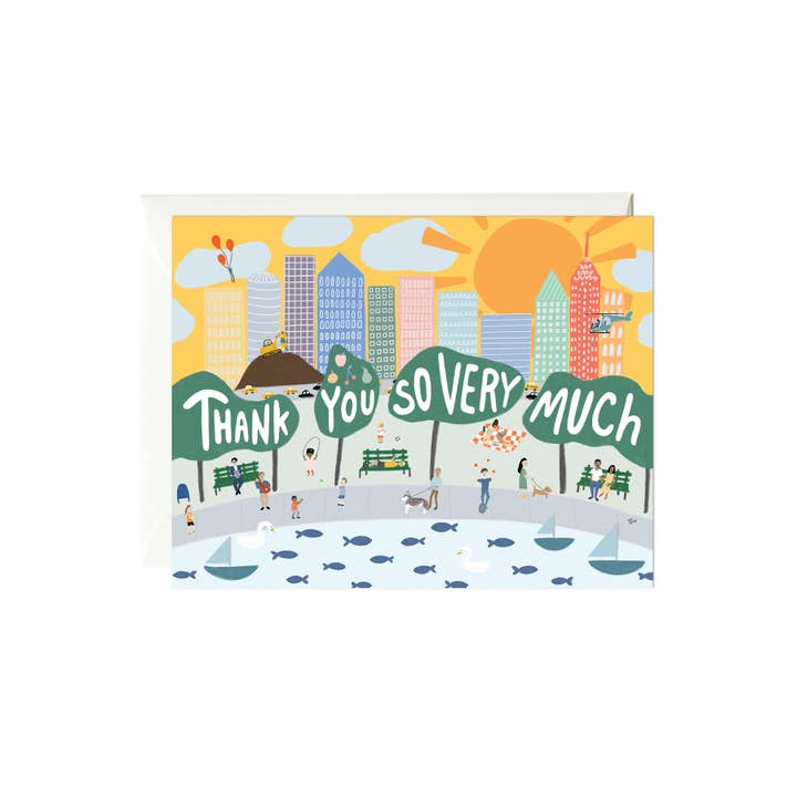 City Scene Thank You Card for wholesale by Paula & Waffle