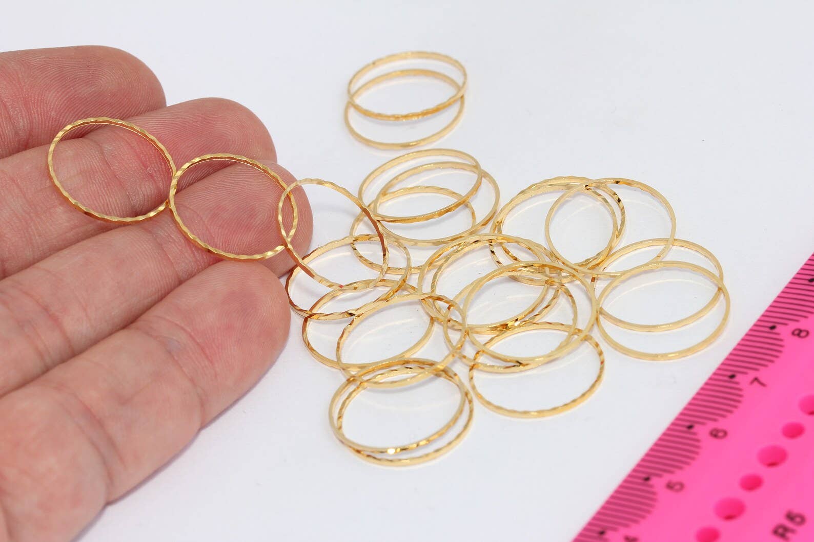 QueenJewelryM - Wholesale Band/Stacked Ring - 18mm 24k Shiny Gold Closed Ring, Connector Ring, MTE12910