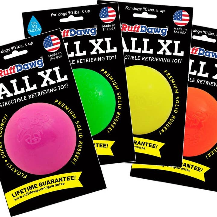 Playful Tail - Wholesale Pet Fetch Ball - Dog - Ruff Dawg Indestructible Ball Tough Dog Chew Toy, Assorted (Multiple Sizes Available)
