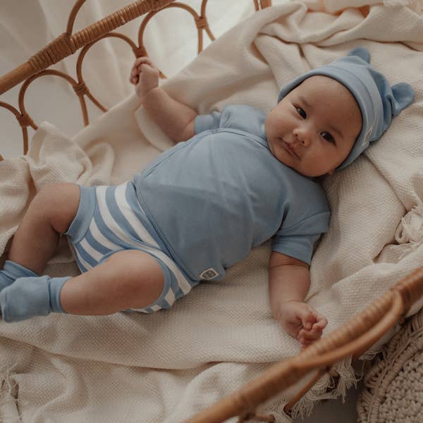 Himmelska Baby Mössa Enfärgad 100% Bomull Ljusblå för wholesale på Faire