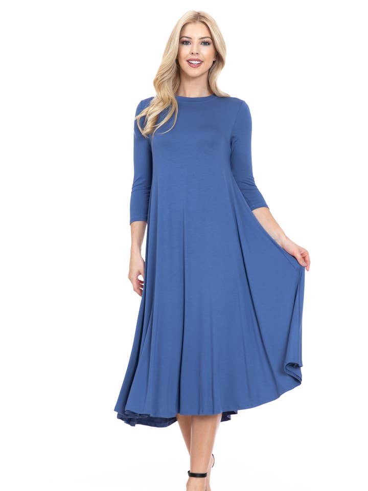 A Line Swing Trapeze Midi Dress for wholesale by Allium