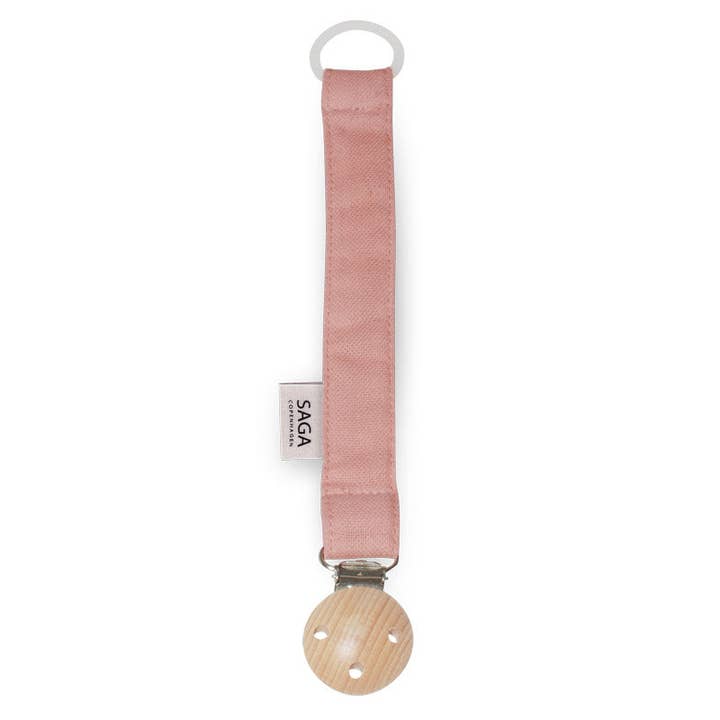 Pacifier Clip - Blush - Organic Cotton - Silicone Ring for wholesale by Saga Copenhagen