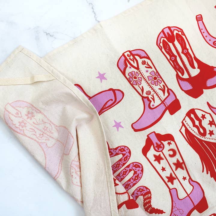 Calhoun & Co. – wholesale Tea towel – Howdy Cowgirl! Boots Tea Towel3