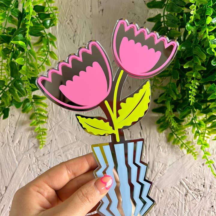 Printed Weird – wholesale Wall mirror – Zig Zag Flowers Mirror
