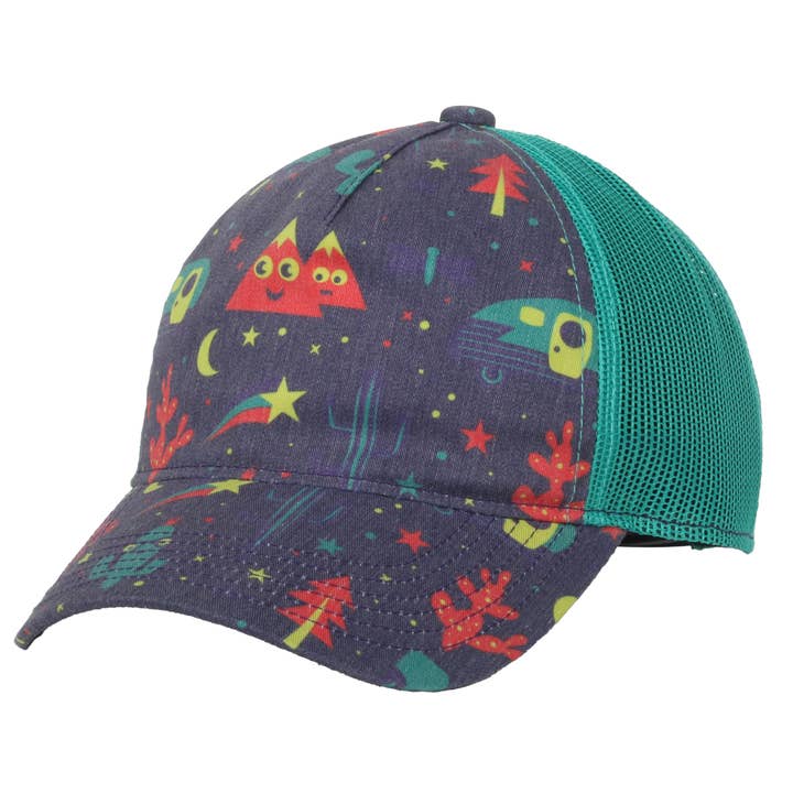 Camping Night Sky Toddler Trucker Hat – Purple/Aqua for wholesale by Outdoor Cap