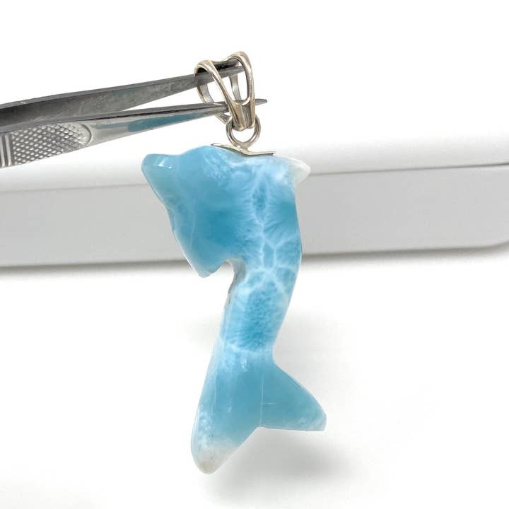 Akstar Gems - Wholesale Individual Charm/Pendant - 12g Larimar Dolphin Pendant, Larimar Pendant, Bohemian Jewelry, Dominican Republic Larimar Pendant