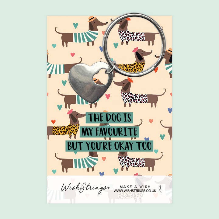 WishStrings - Wholesale Keychain – Women's - DOG IS MY FAVOURITE - Heart Keyring - J266