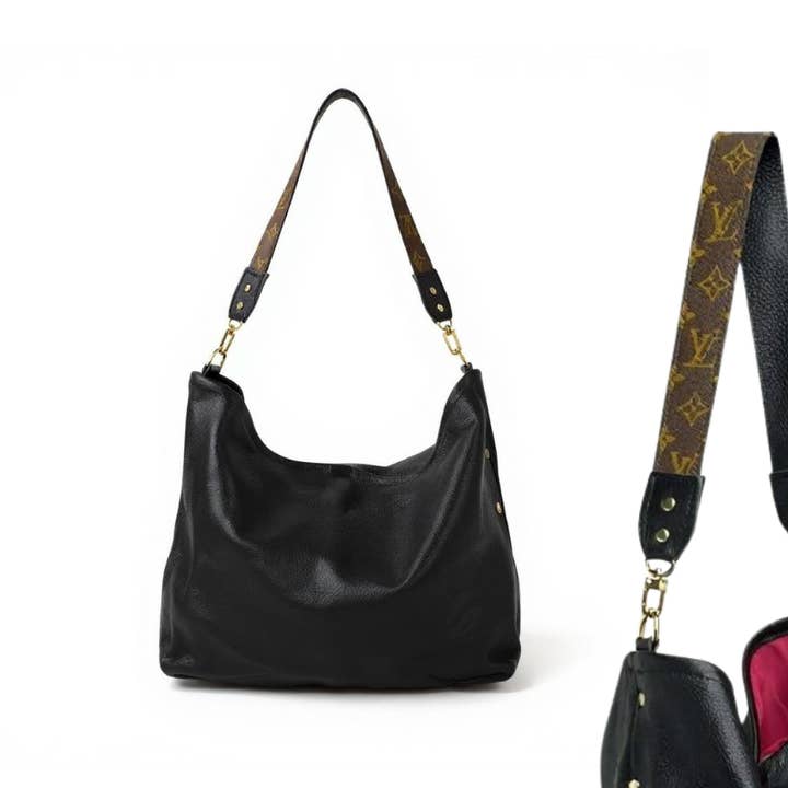 Sac à bandoulière Sheila en cuir noir | LV recyclé pour la vente par Beaudin Wholesale