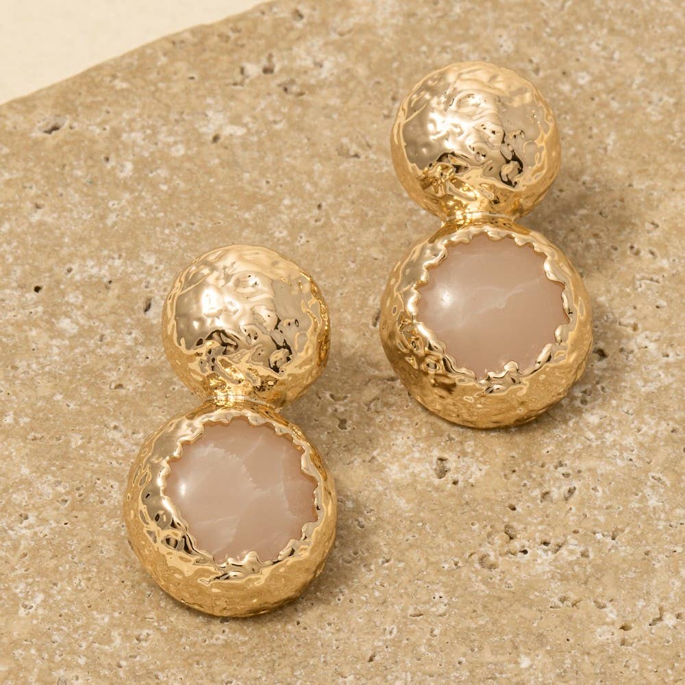 Anarchy Street – Großhandel Ohrhänger – Gehämmerte Kuppel- und Steinstecker-Ohrringe5