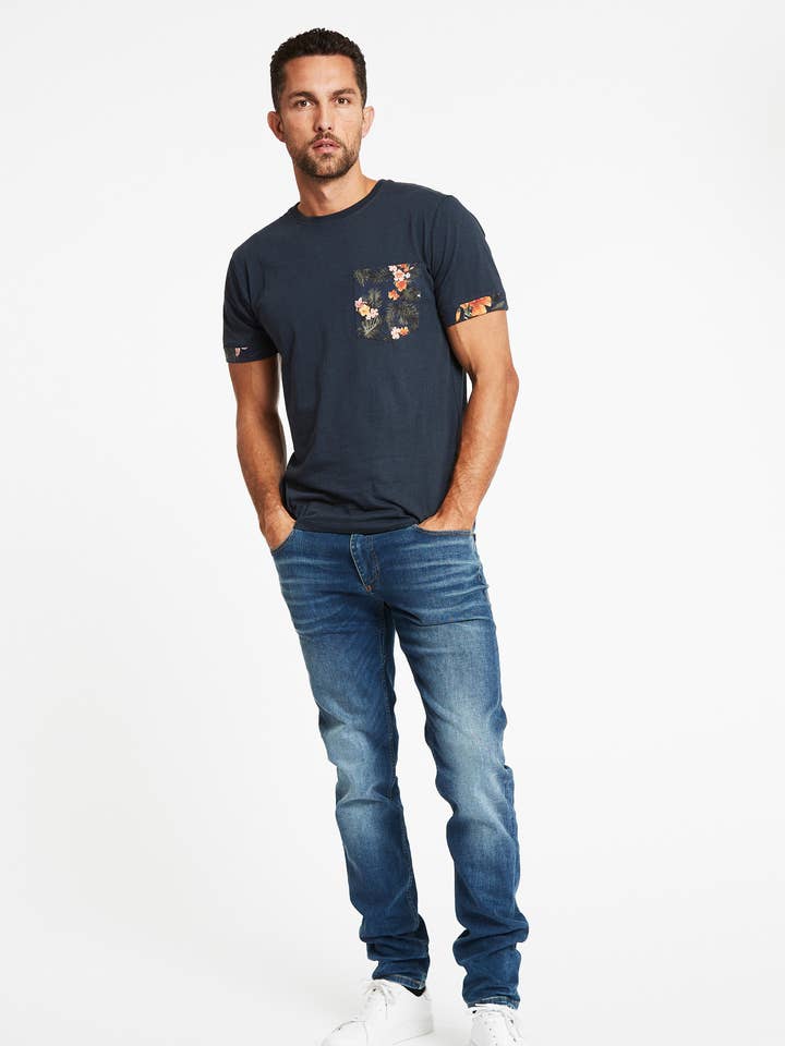 NAVY AOP O-Neck Tee S/S Style: 30-420105US for wholesale on Faire4