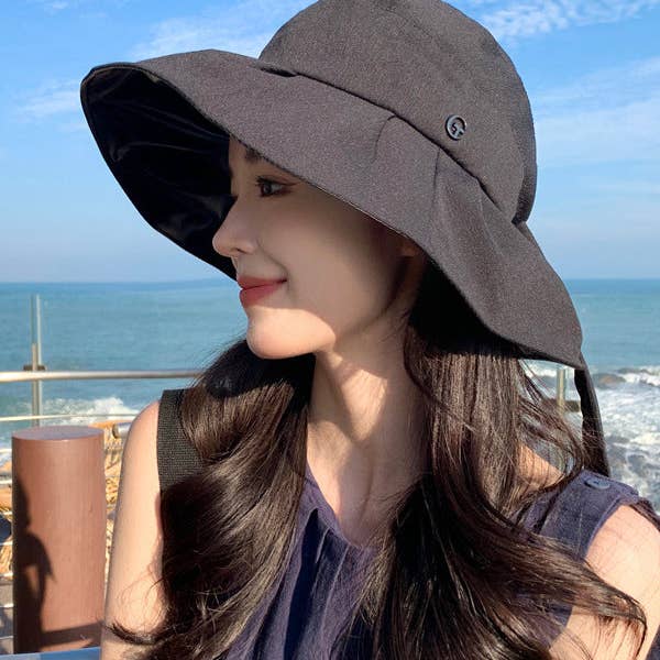 UZ Wholesale Store - Wholesale Straw Hat - Women's - Bowknot Pleated Split-Joint Fisherman Hat Sun Hat