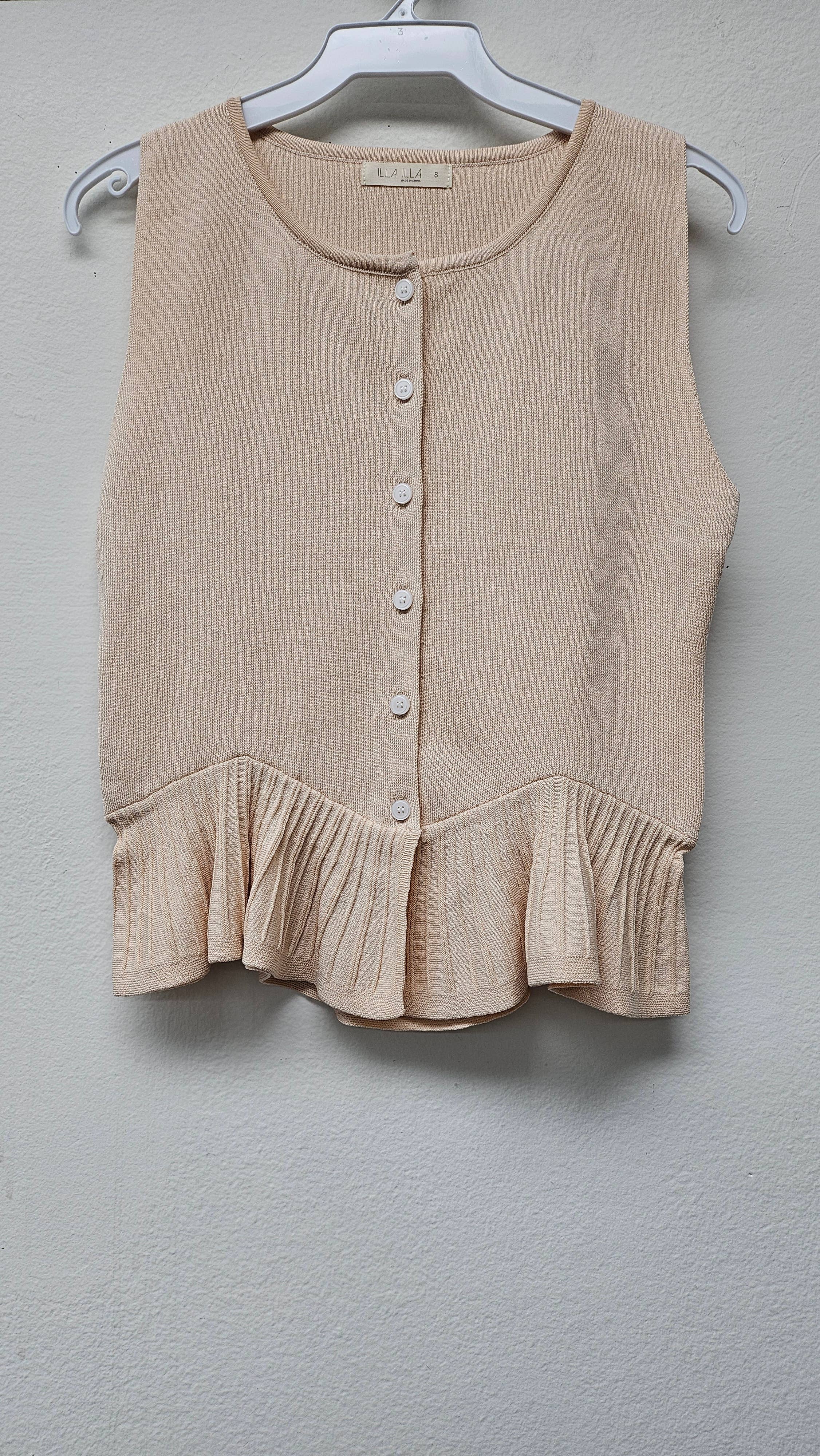 ILLA ILLA - Wholesale Cardigan - Women's - Everyday Comfort Knit Ruffle Hem Cardigan Sweater Tank36