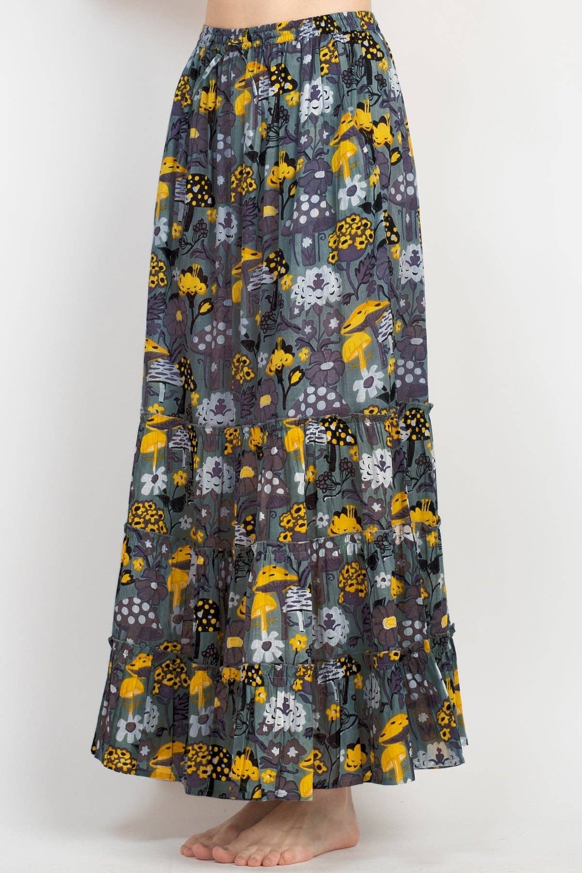 Lakhays Collection Inc. - Wholesale Skirt - Women's - Mushroom Print Maxi Skirt2
