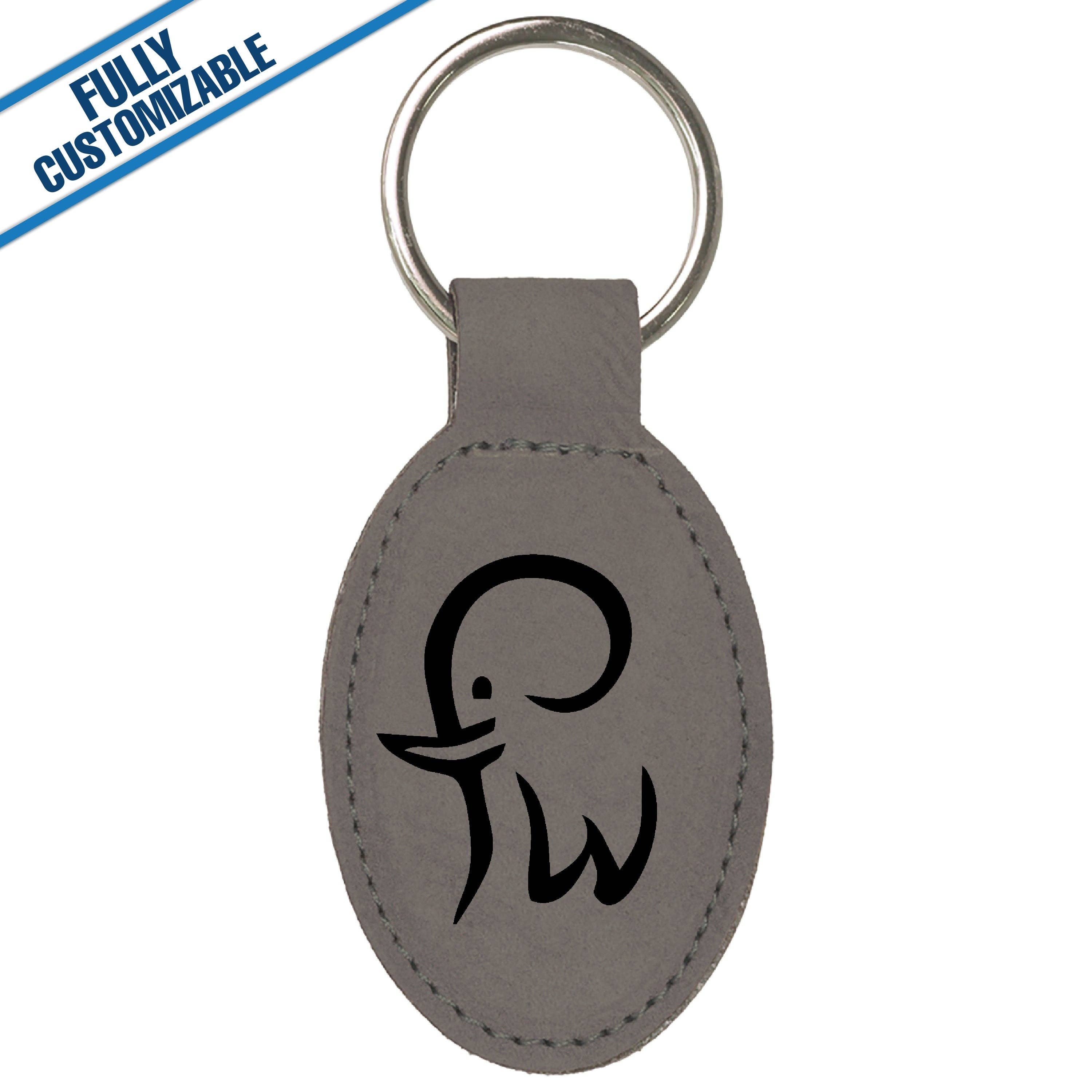 GiftWorksPlus - Wholesale Keychain - Unisex - Engraved Leatherette Oval Keychain - Fully Customizable4