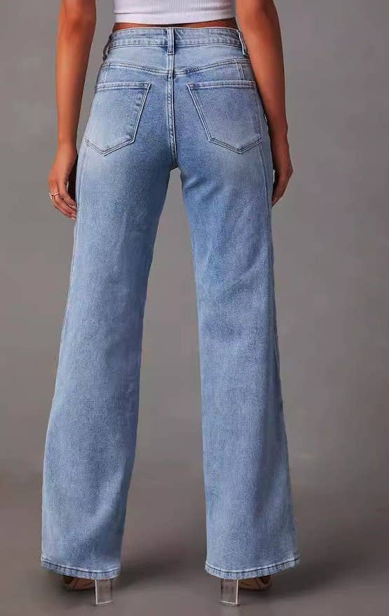 Light blue High waisted denim jeans for wholesale on Faire1