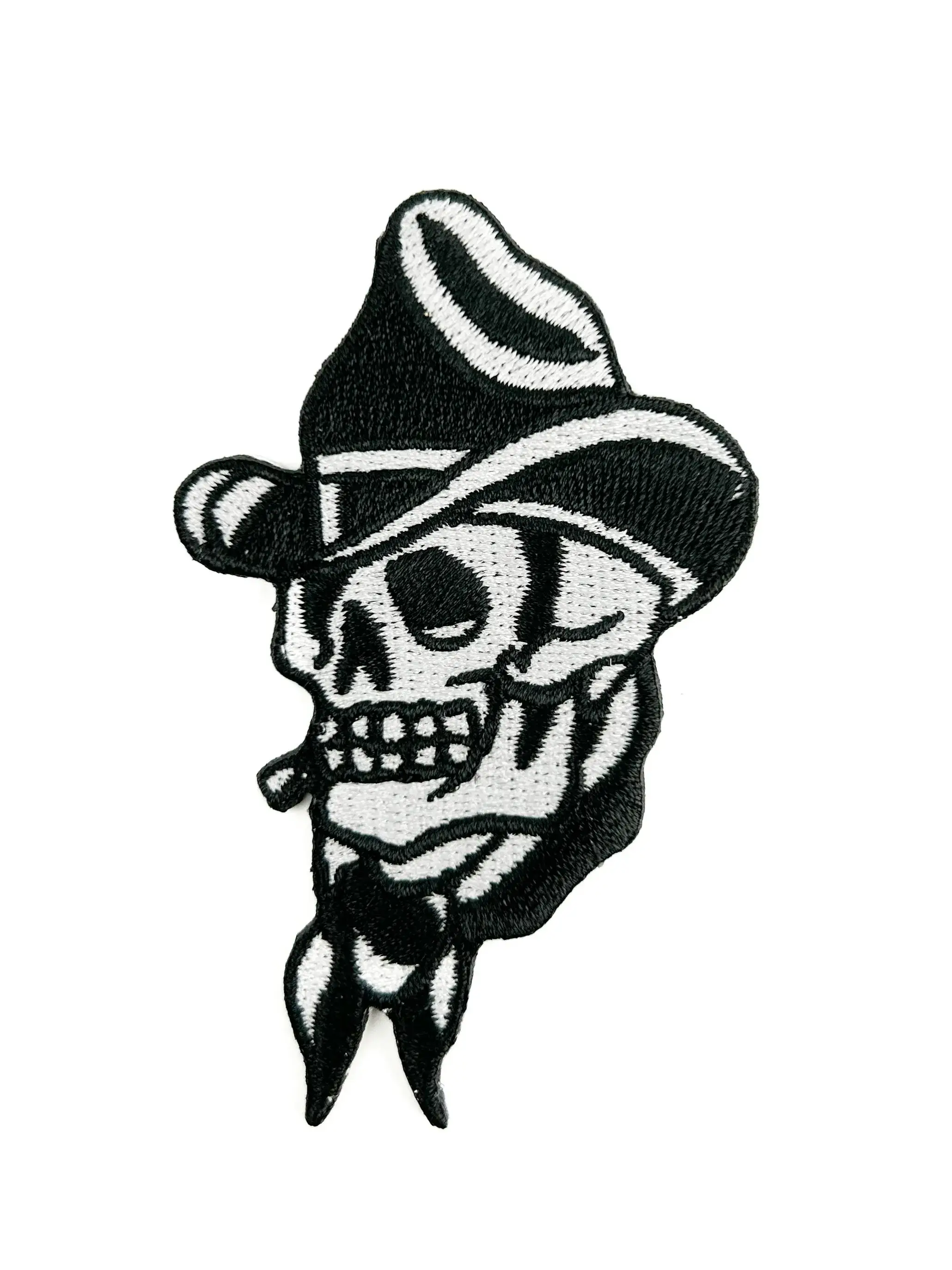 Field Trip Threads - Wholesale Patch - Smoking Cowboy Skull Embroidered Iron On Patch Western Biker1