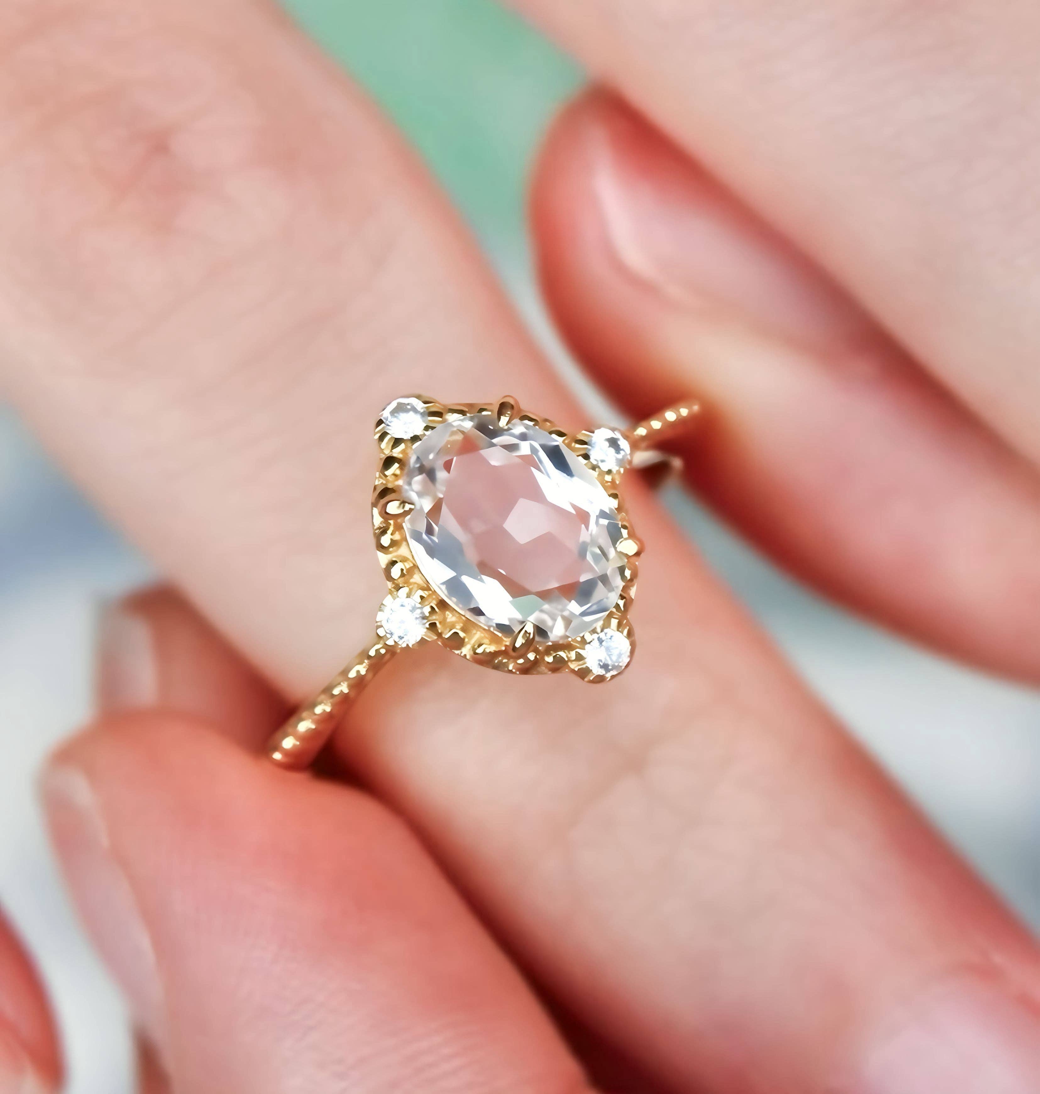 White Topaz Versailles Ring- 14k Gold Vermeil for wholesale on Faire1