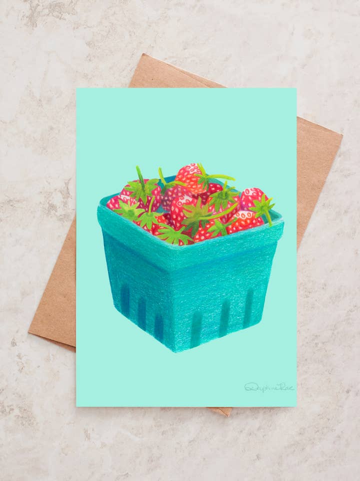 Strawberry Carton Cards (5) for wholesale by Daphne Rae Creative