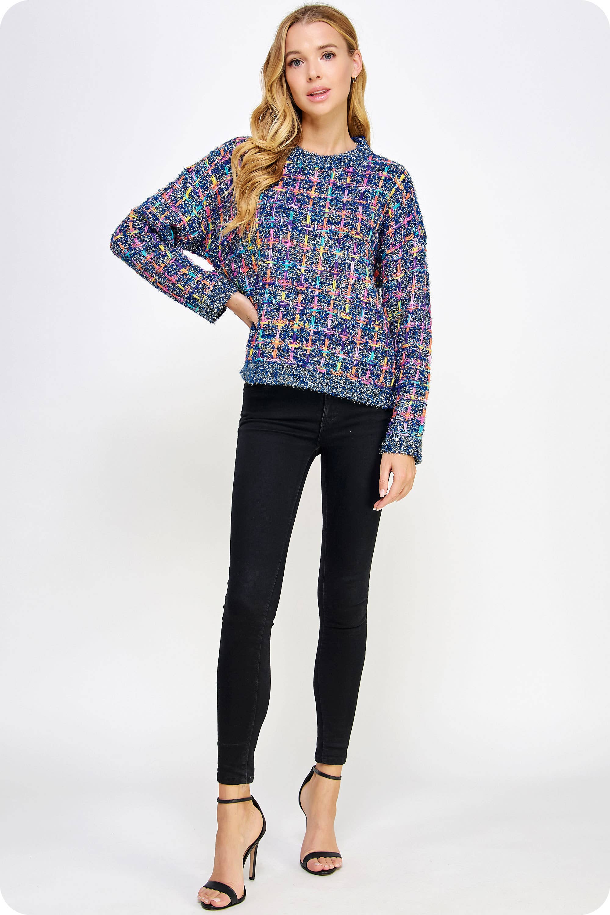 Strut & Bolt – Engroshandel Tunika - Dame – Gråand Multi Tweed Pullover Strik Sweater3