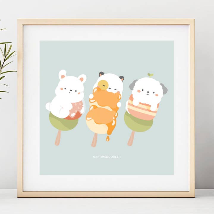 Dango Day Art Print (5 x 5) for wholesale by Naptime Doodler