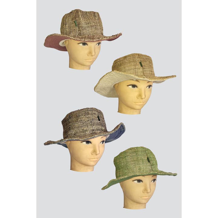 Kathmandu Imports – Chapéu de palha – Mulher por atacado – Chapéu de Aba Larga em Cânhamo (HAT-97)