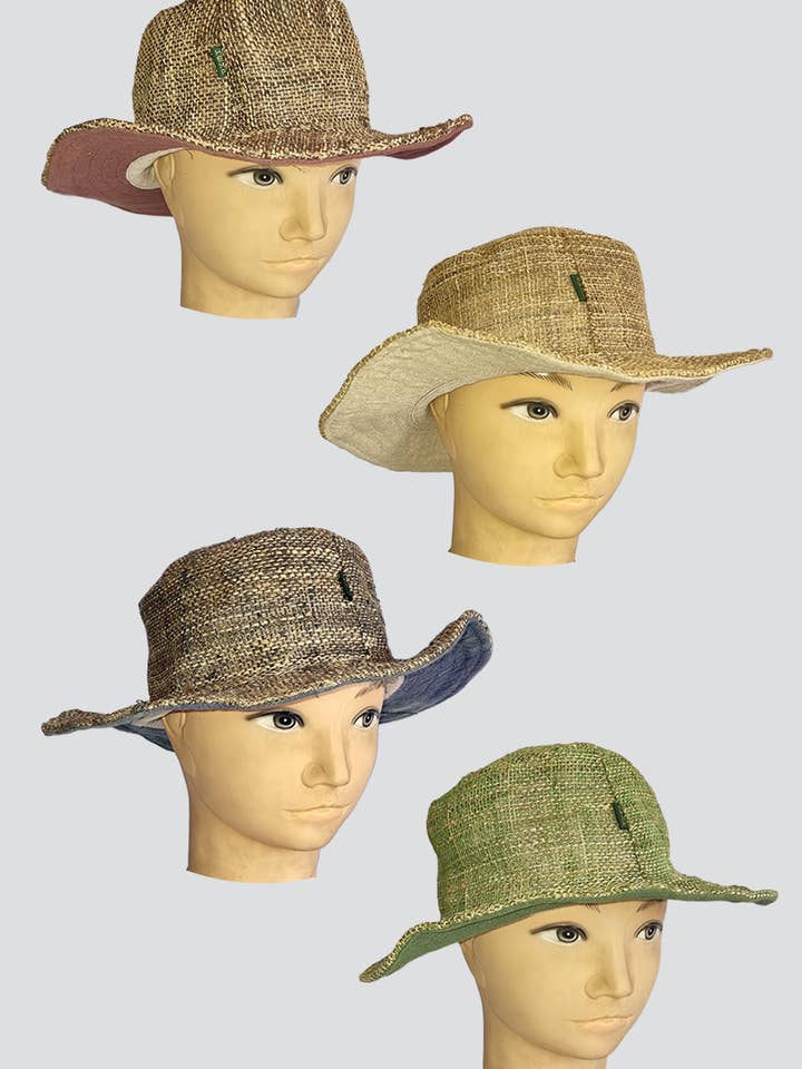 Wide-Brim Hemp Hat (HAT-97) for wholesale by Kathmandu Imports