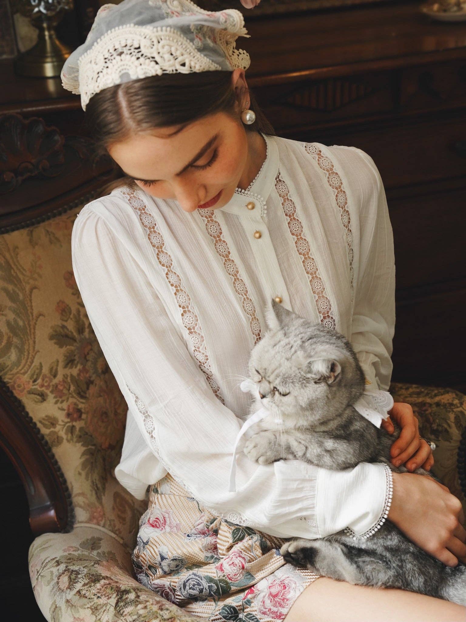 ROSIE POSIE - Wholesale Blouse - Women's - RP2225 - Vintage-Inspired Lace Trimmed Blouse3