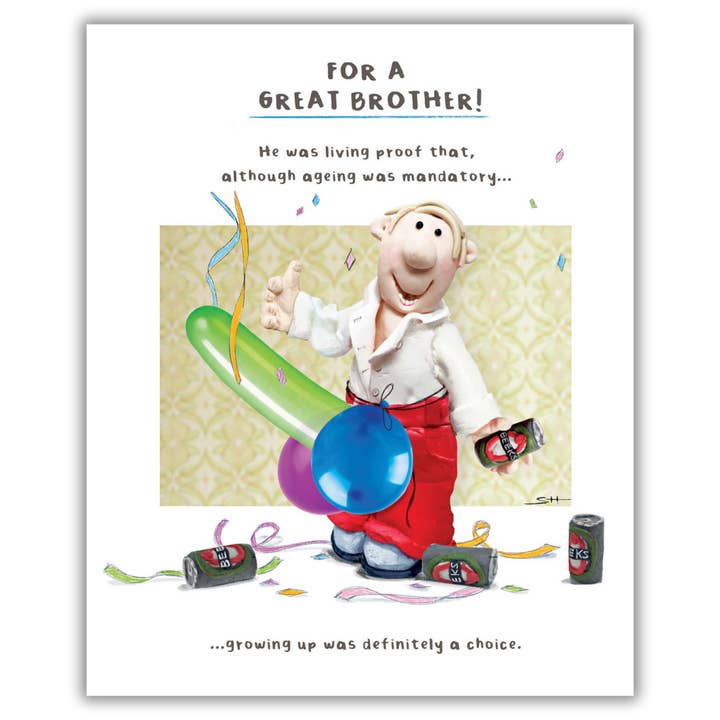 Model Family Brother Birthday Card Man With Balloons for wholesale by EMOTIONAL RESCUE