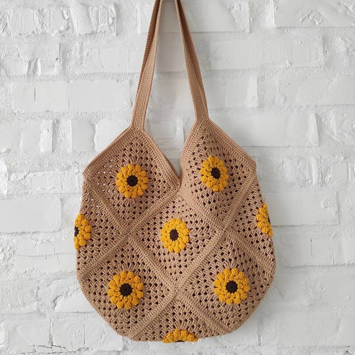 Bolsa de ganchillo con flores de algodón, reutilizable, lavable, sin residuos para venta al por mayor de FairyBabyGifts