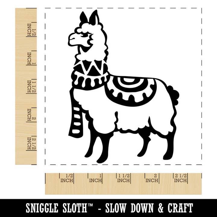 Cozy Llama Alpaca Wrapped with Scarf and Blanket Square Rubber Stamp for Stamping Crafting for wholesale by Sniggle Sloth